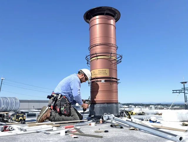 Installed chimney liner by Norfolk Chimney Sweep in Norfolk, MA
