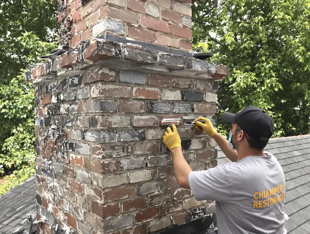 In-progress chimney restoration by Norfolk Chimney Sweep in Norfolk, MA