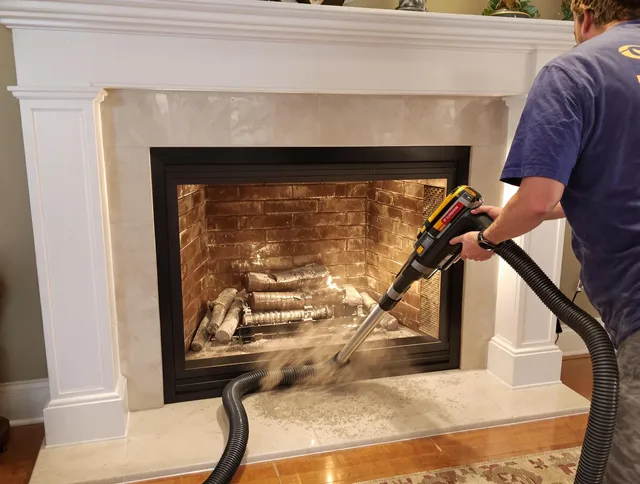 Fireplace cleaning performed by Norfolk Chimney Sweep in Norfolk, MA