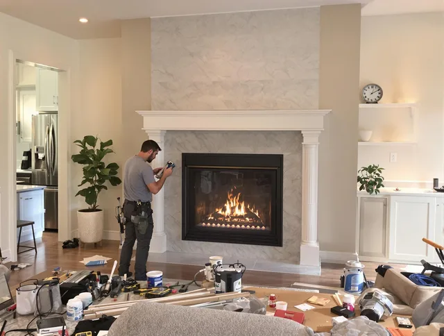 Newly installed fireplace by Norfolk Chimney Sweep in Norfolk, MA