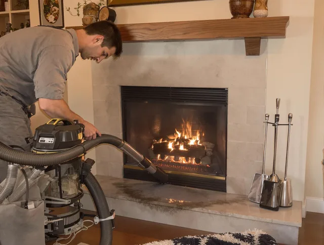 Routine fireplace upkeep by Norfolk Chimney Sweep in Norfolk, MA