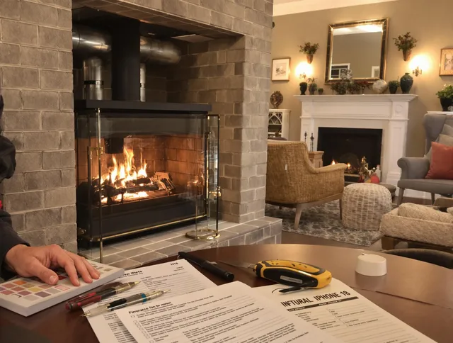Norfolk Chimney Sweep verifying fireplace safety measures in Norfolk, MA